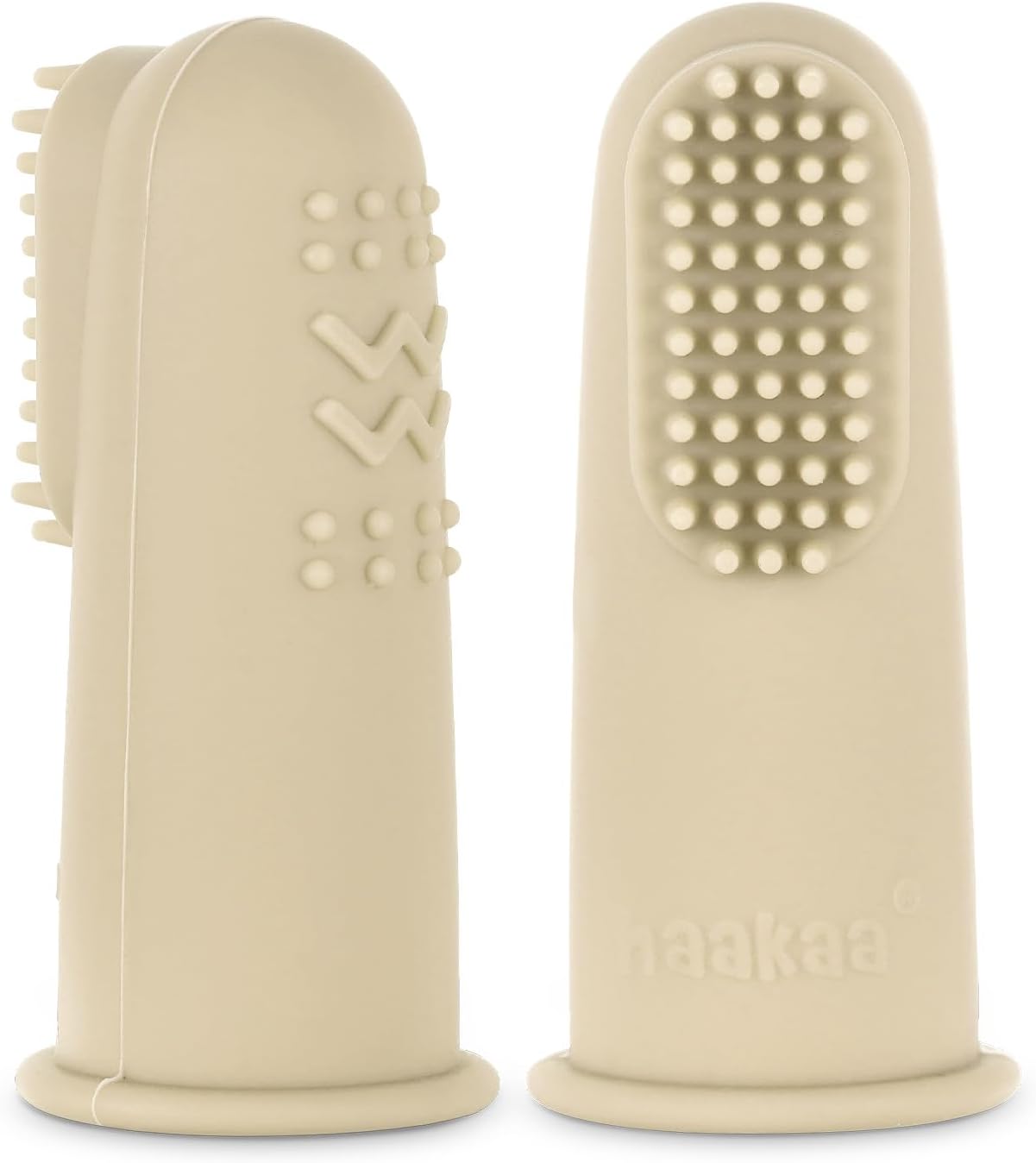 haakaa Baby First Toothbrush, Silicone Baby Finger Toothbrush Oral Care for Infants, Babies&Toddlers&Kids Tooth Care, Soft Food Grade Silicone, 0 Months+, 2 Pack, Cream