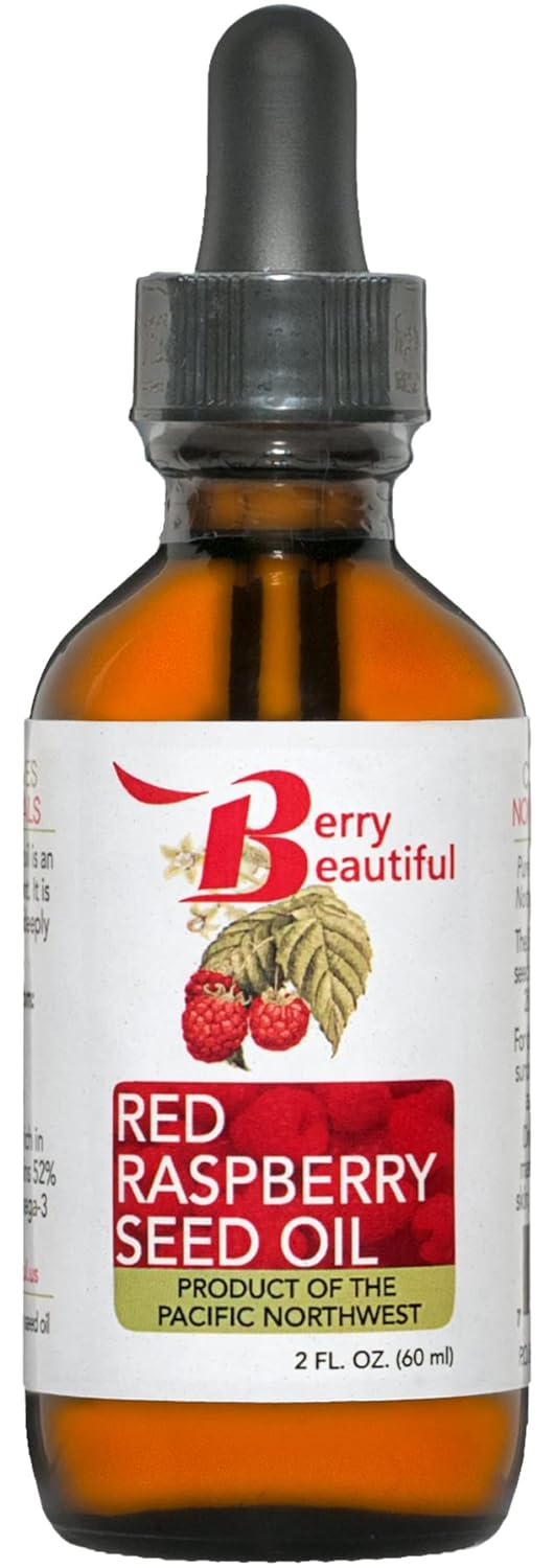 61EE81xtyRL._SL1500_.jpg Berry Beautiful Red Raspberry Seed Oil (2 fl oz) - Pure & Cold-Pressed from US-Grown Seeds Health & Household - Image 1