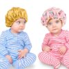 5 Pieces Kids Satin Bonnet Adjustable Sleeping Cap Soft Silk Hair Bonnet Flower Night Hats for Natural Hair Teens Toddler Child Baby Reversible Double - Image 5