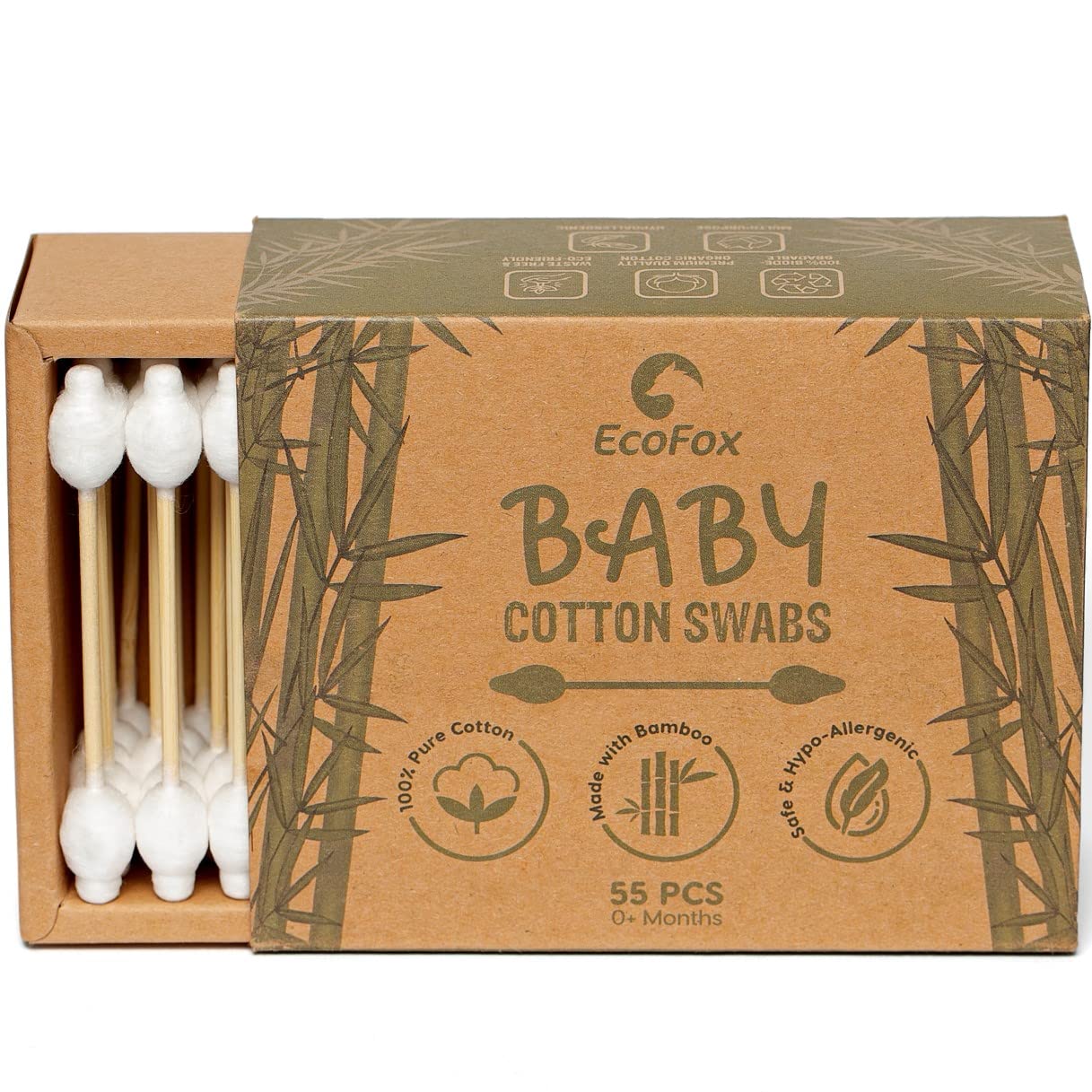 Baby Cotton Swabs 220 Count | Biodegradable & Organic Wooden Cotton Buds | Double Tipped Safety Ear Sticks | 100% Eco-Friendly & Natural | Perfect for Removing Toddler’s Ear Wax