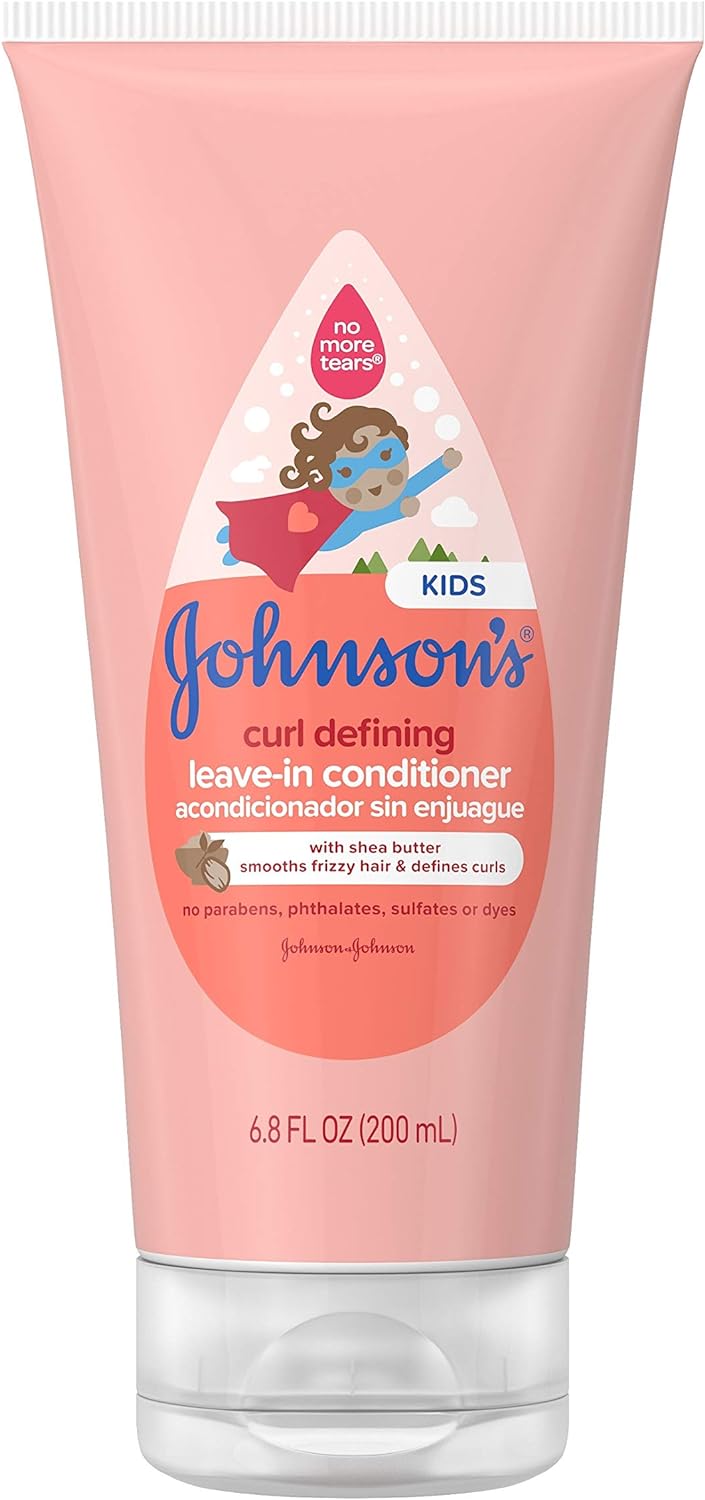 71wsHEoW2gL._AC_SL1500_.jpg Johnson's Baby Curl Defining Tear-Free Kids' Leave-in Conditioner with Shea Butter, Paraben-, Sulfate- & Dye-Free Formula, Hypoallergenic & Gentle for Toddlers' Hair, 6.8 fl. Oz - Image 1